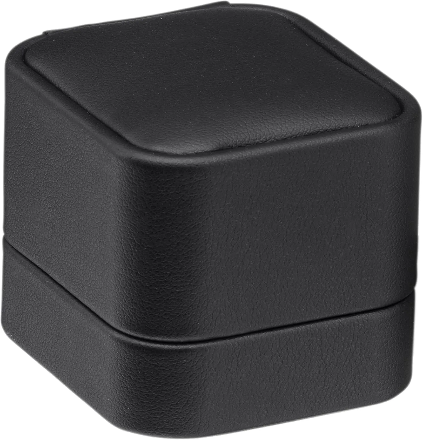 ALLURE - Rich Leatherette Ring Box, Premium Black Luxury Diamond Ring Case, Soft Velvet Interior. With Matching Black Interior Leather Ideal for Valentine's Day Proposals, Engagement, Wedding