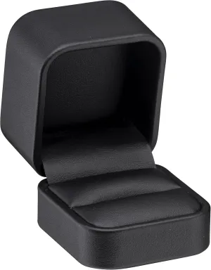 ALLURE - Rich Leatherette Ring Box, Premium Black Luxury Diamond Ring Case, Soft Velvet Interior. With Matching Black Interior Leather Ideal for Valentine's Day Proposals, Engagement, Wedding