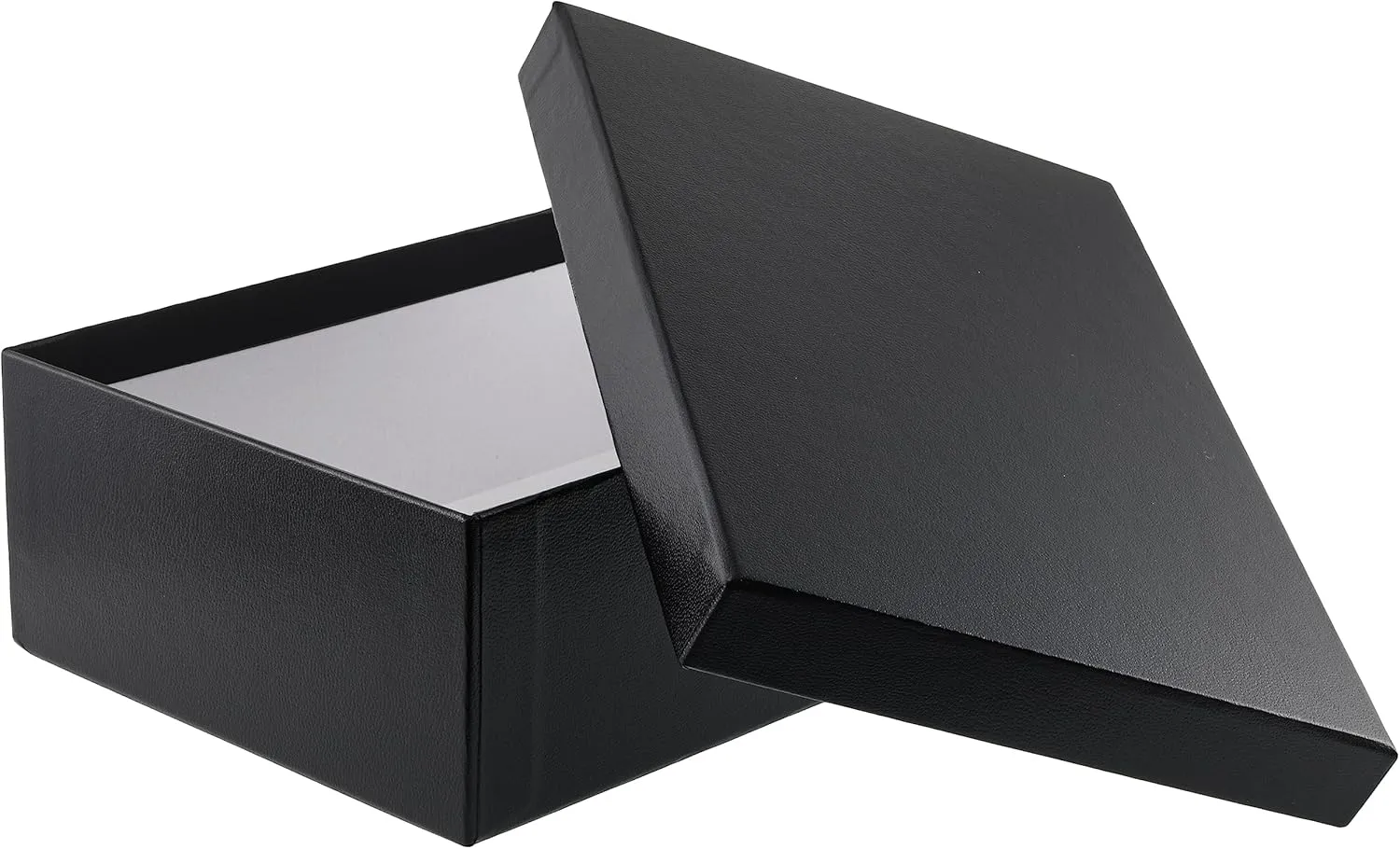 ALLURE - Rich Leatherette Ring Box, Premium Black Luxury Diamond Ring Case, Soft Velvet Interior. With Matching Black Interior Leather Ideal for Valentine's Day Proposals, Engagement, Wedding