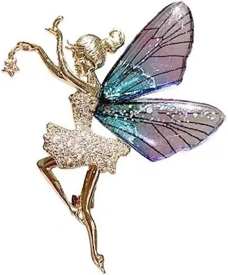 Angel Brooch Pins for Women Rhinestone Brooch for Girls Angel Wing Pins for Daughter Dancing Girl Brooches for Dancer