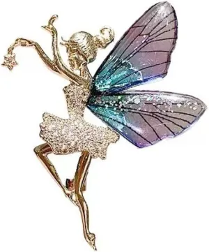 Angel Brooch Pins for Women Rhinestone Brooch for Girls Angel Wing Pins for Daughter Dancing Girl Brooches for Dancer