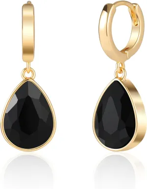 Crystals Teardrop Dangle Drop Earrings, 18K Gold Plated Hoop Earrings Zirconia Jewelry for Women Gifts