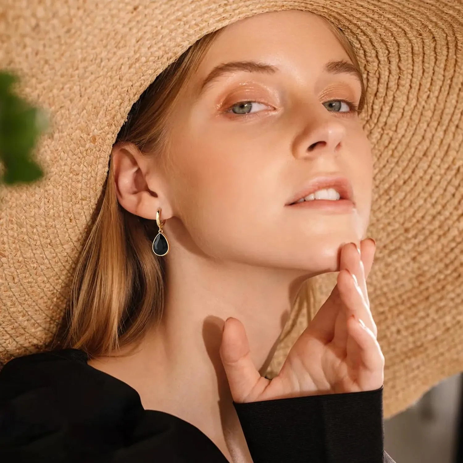 Crystals Teardrop Dangle Drop Earrings, 18K Gold Plated Hoop Earrings Zirconia Jewelry for Women Gifts