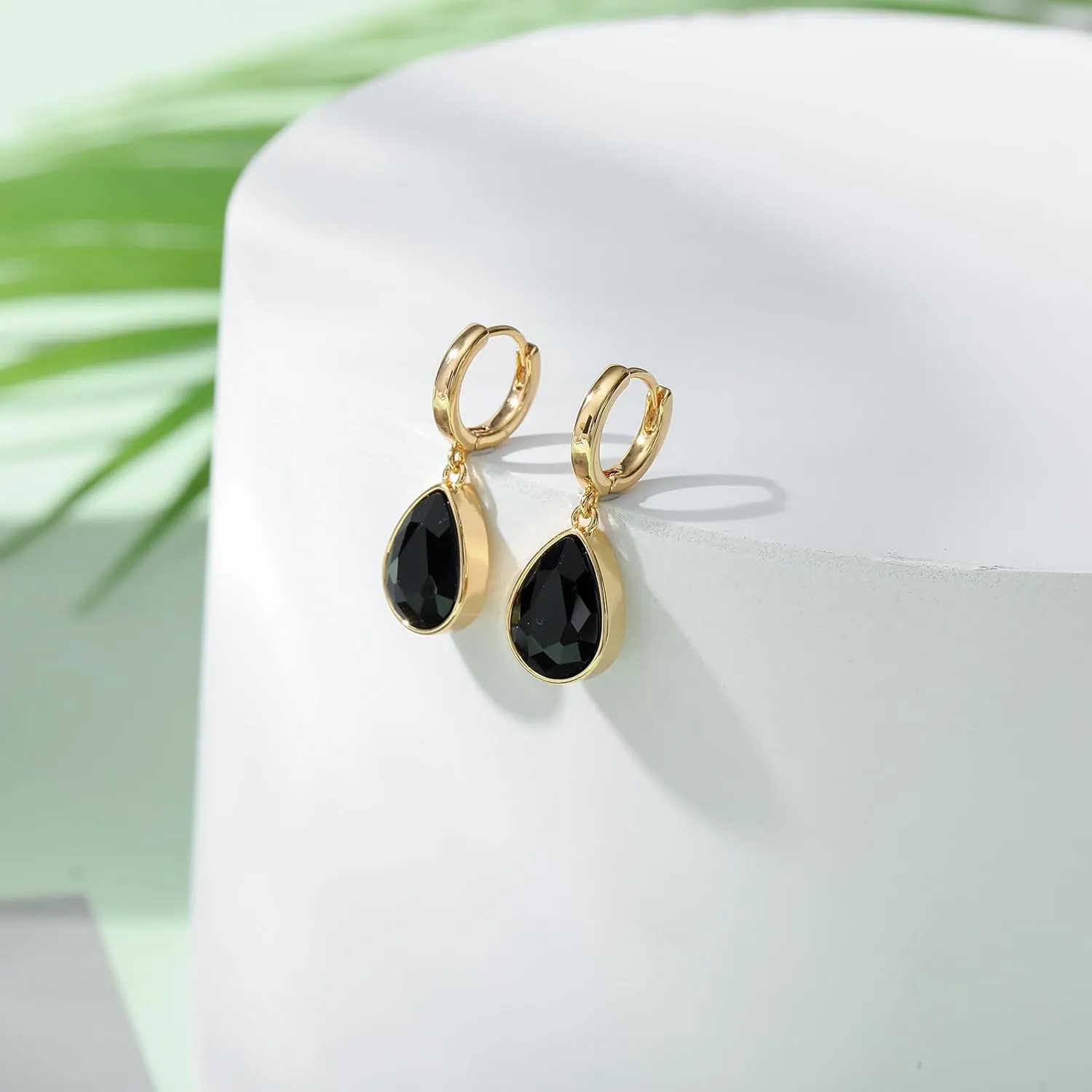 Crystals Teardrop Dangle Drop Earrings, 18K Gold Plated Hoop Earrings Zirconia Jewelry for Women Gifts