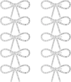 Framendino, 10 Pack Rhineston Bow Brooch Pins Crystal Elegant Bowknot Lapel Pin Suit Coat Breastpin for Women Wedding Party Silver