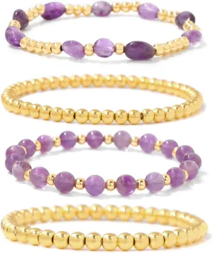 Gold Beaded Bracelets for Women Gold Bracelet Stack Natural Stone Bracelet Healing Crystal Bracelet Stretch Gemstone Bracelets