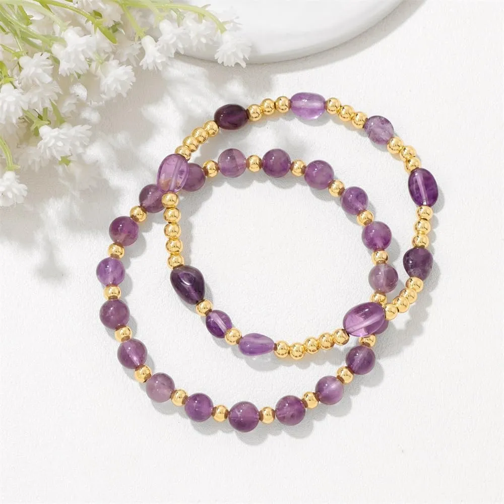 Gold Beaded Bracelets for Women Gold Bracelet Stack Natural Stone Bracelet Healing Crystal Bracelet Stretch Gemstone Bracelets
