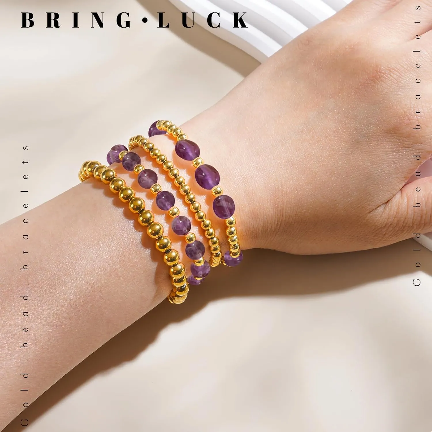 Gold Beaded Bracelets for Women Gold Bracelet Stack Natural Stone Bracelet Healing Crystal Bracelet Stretch Gemstone Bracelets