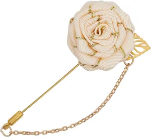 GORGECRAFT Rose Brooch Lapel Pin Wedding Flower Brooches with Gold Hanging Tassel Chain Handmade Brooch Suit Stud Collar