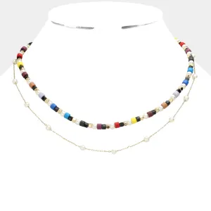 iLLASPARKZ Colorful Bead Pearl Layered Necklace