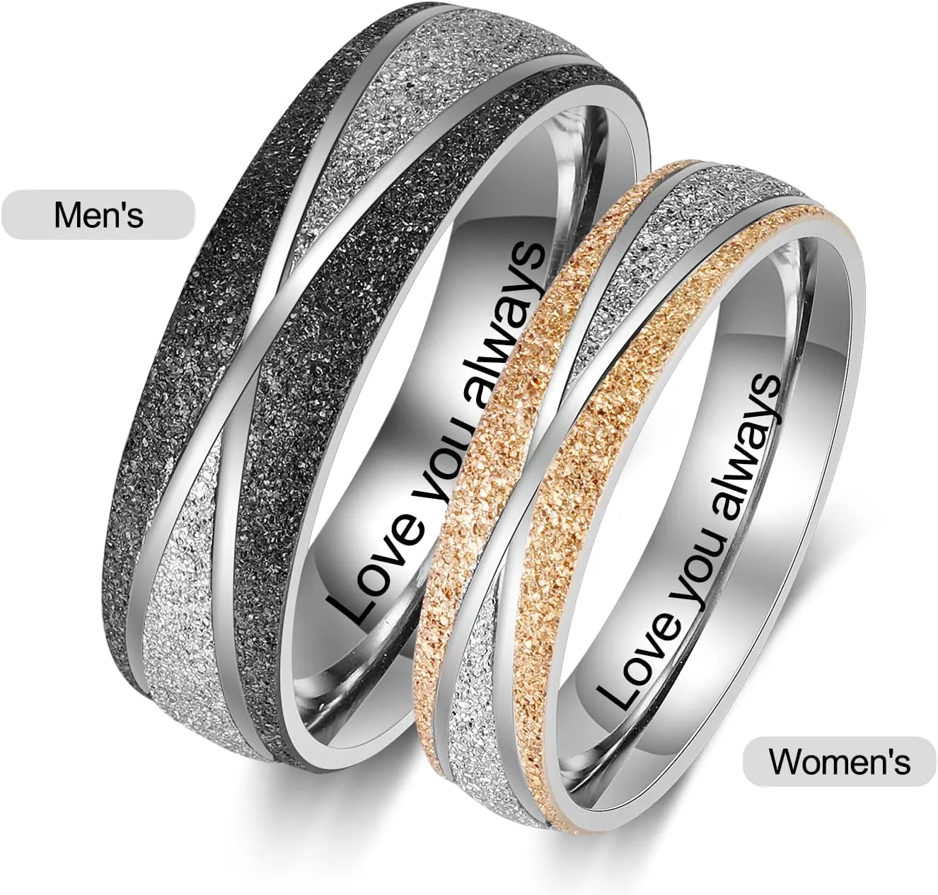 JewelOra Personalized Matching Rings for Couples, Custom Engraved Name Engagement Ring Sets for Men and Women Promise Wedding Bands Sets for Anniversary Valentines Day
