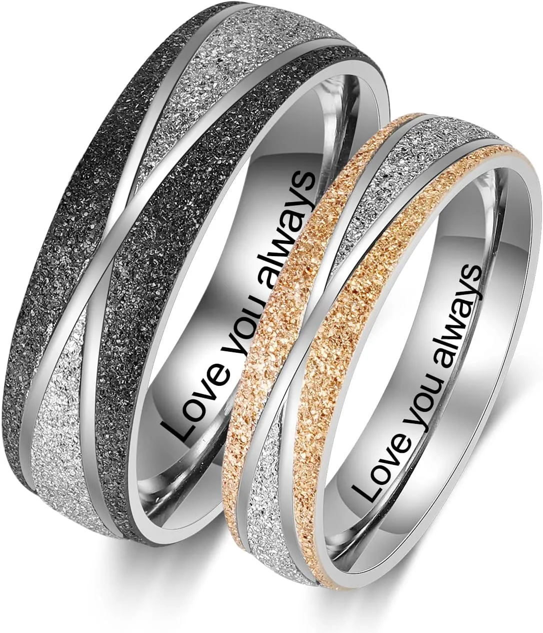 JewelOra Personalized Matching Rings for Couples, Custom Engraved Name Engagement Ring Sets for Men and Women Promise Wedding Bands Sets for Anniversary Valentines Day