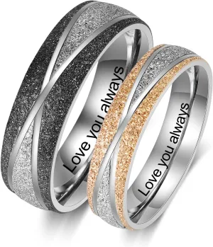 JewelOra Personalized Matching Rings for Couples, Custom Engraved Name Engagement Ring Sets for Men and Women Promise Wedding Bands Sets for Anniversary Valentines Day