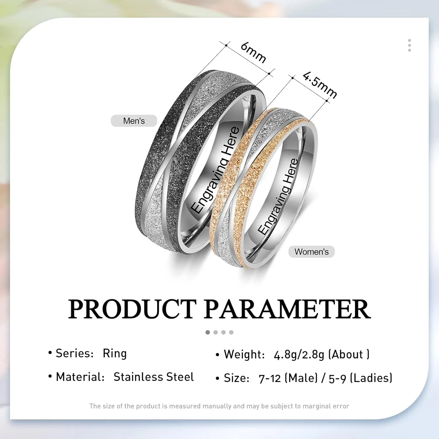 JewelOra Personalized Matching Rings for Couples, Custom Engraved Name Engagement Ring Sets for Men and Women Promise Wedding Bands Sets for Anniversary Valentines Day