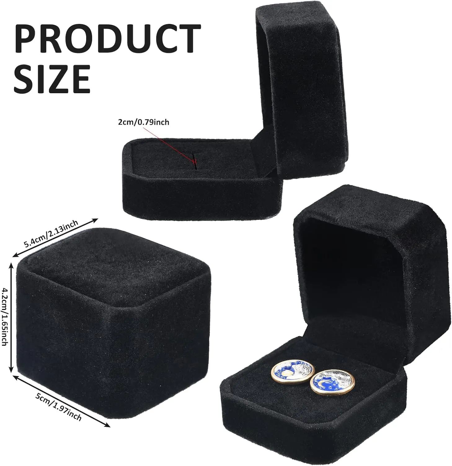 Junkin 24 Pieces Velvet Ring Box Earring Jewelry Display Box Ring Case for Wedding Engagement Birthday Proposal and Anniversary(Black)