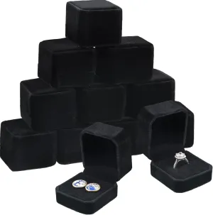 Junkin 24 Pieces Velvet Ring Box Earring Jewelry Display Box Ring Case for Wedding Engagement Birthday Proposal and Anniversary(Black)