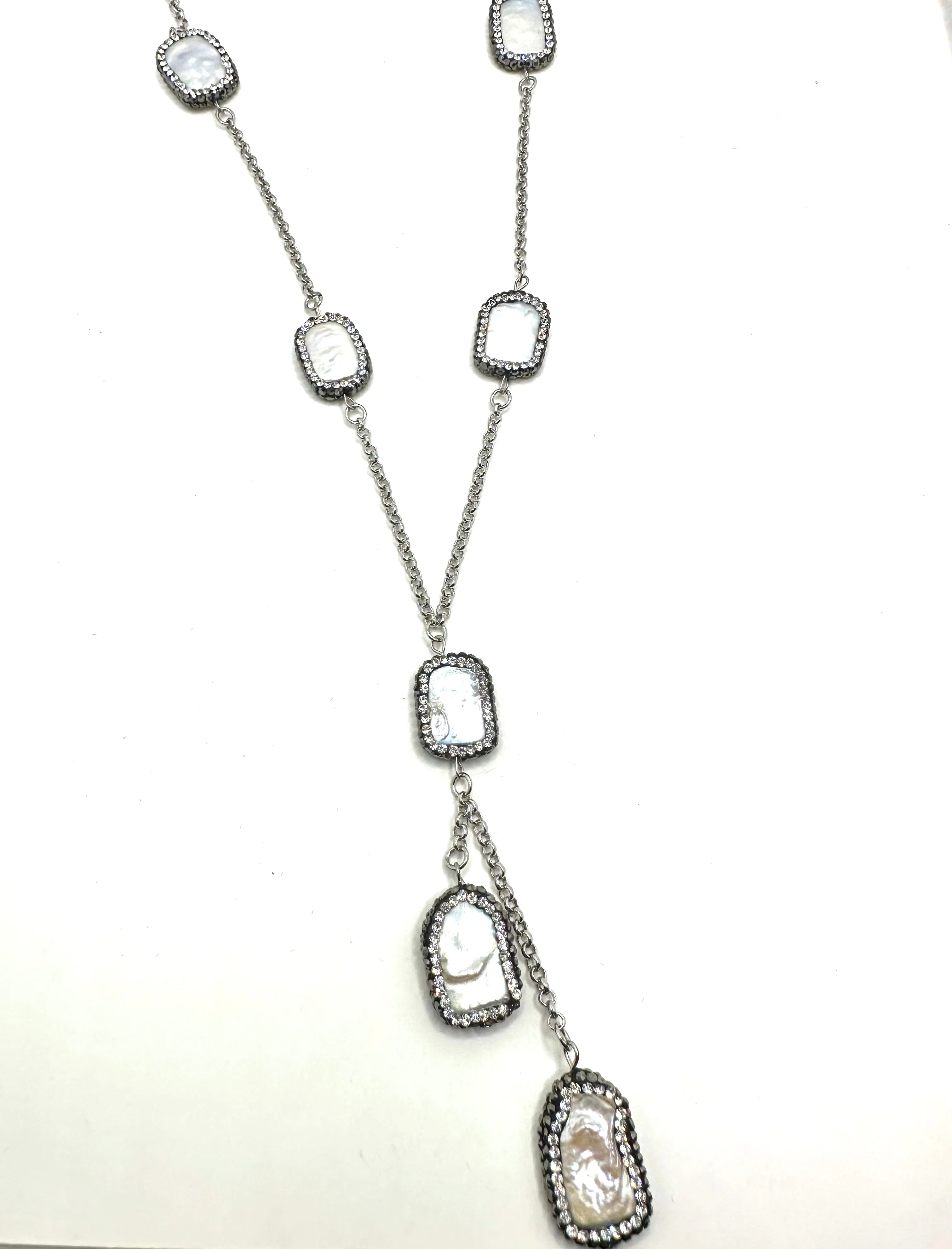 Large Mother Of Pearl Y Necklace