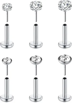 MODRSA Nose Studs 18g & 20g - L-Shaped Surgical Stainless Steel Diamond Studs for Women & Men - Corkscrew Nose Rings