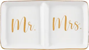 Mr. & Mrs. Ring Dish Engagement Wedding Ring Holder Gift for Future Mrs. / Newlywed - Her Engagement Wedding Gifts for Newly Engaged Couples Bridal Shower Gifts for Bride to be