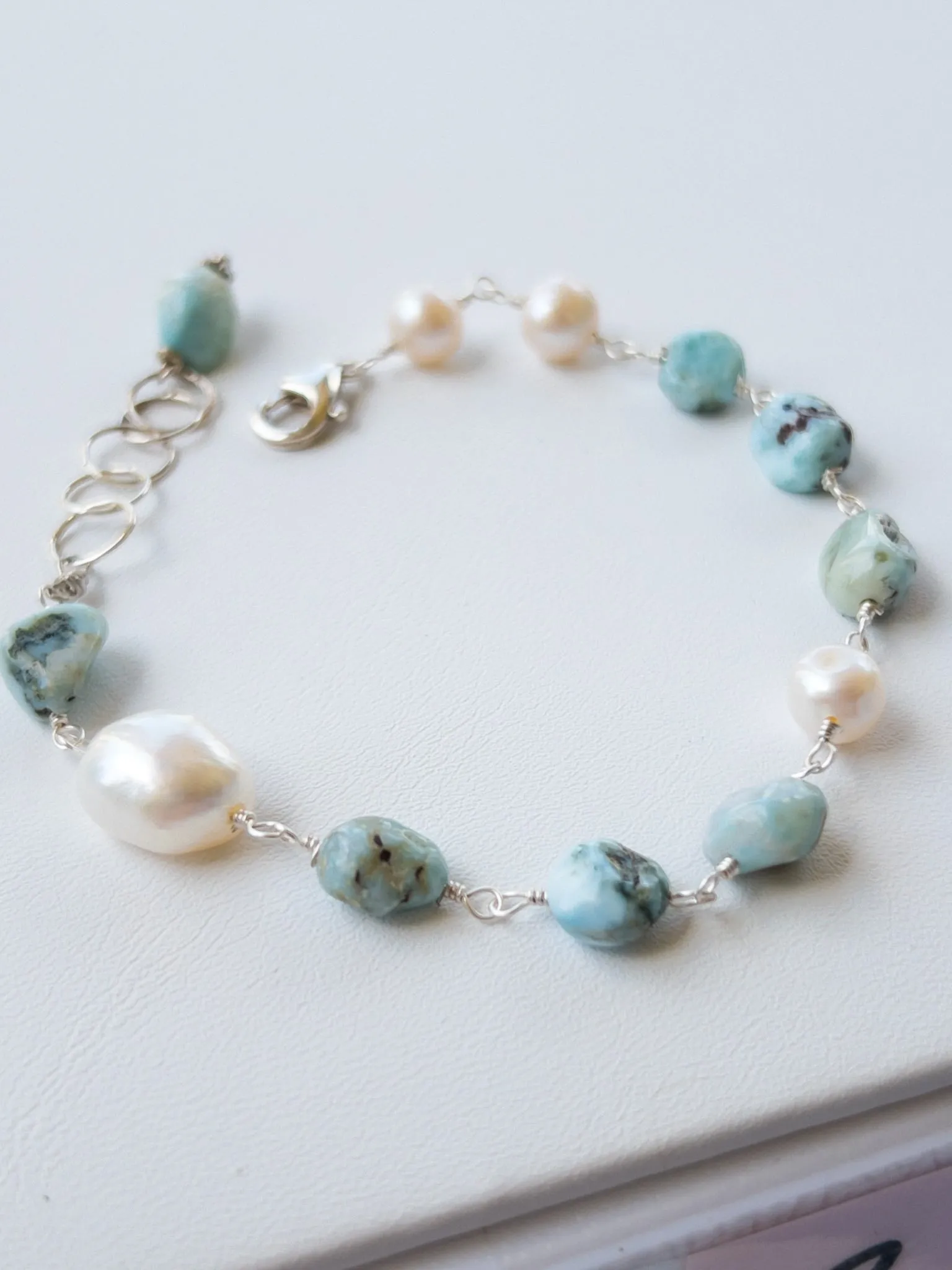 Pearl and amazonite nh bracelet