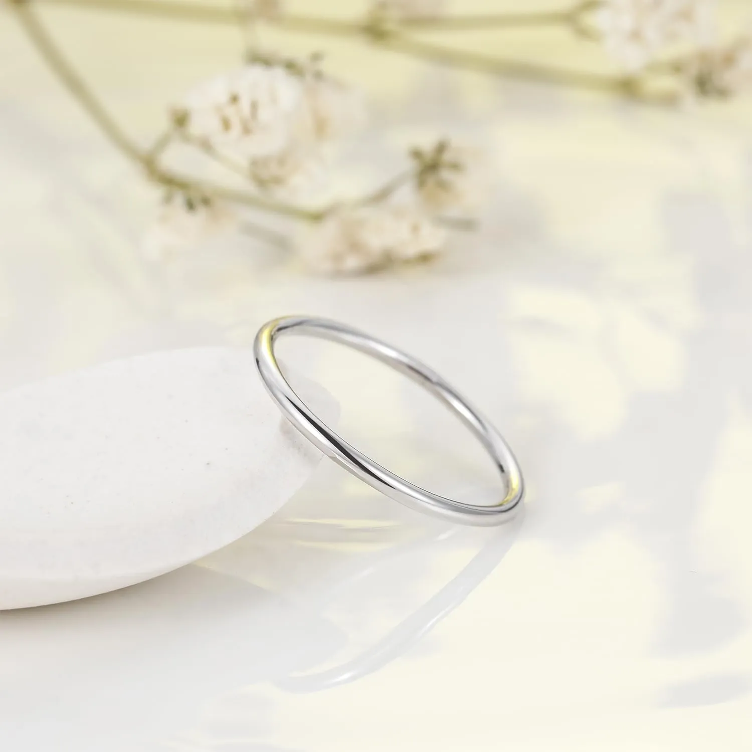 SHINYSO 925 Sterling Silver Rings for Women Thin Stacking Wedding Band Rings High Polish Plain Dome Rings Comfort Fit Size 4-10