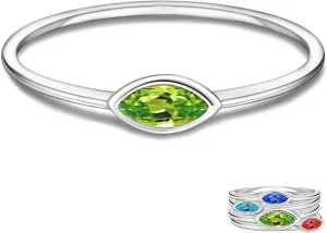 Stackable Birthstone Ring for Mother - 925 sterling silver 12 Month Birthstone Ring Mother Daughter Rings Mothers Day Stackable Birthstone Jewelry Gifts for Women