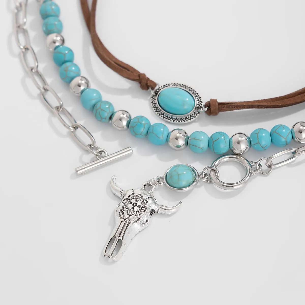 Western Necklaces for Women Turquoise Beaded Layered Chain Necklaces Boho Cowgirl Hat Boots Pendant Western Necklace Country Concert Cowgirl Dresses Accessories