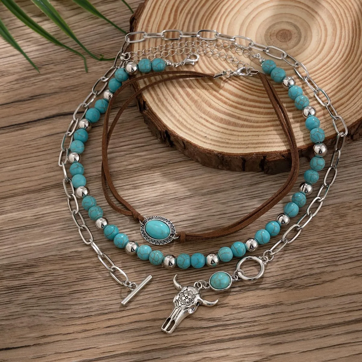 Western Necklaces for Women Turquoise Beaded Layered Chain Necklaces Boho Cowgirl Hat Boots Pendant Western Necklace Country Concert Cowgirl Dresses Accessories